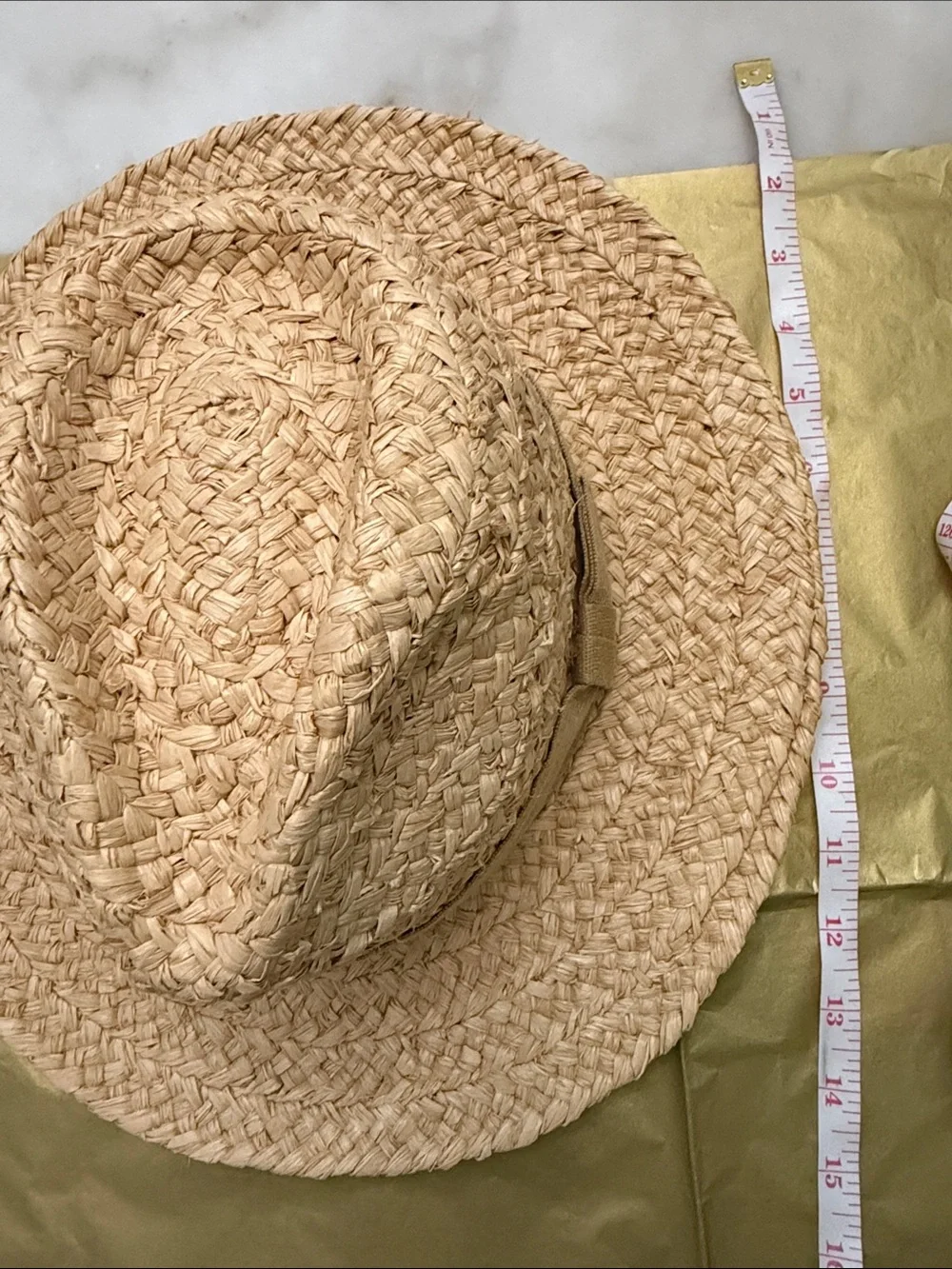Natural Straw Fedora Hat with Light Tan Band